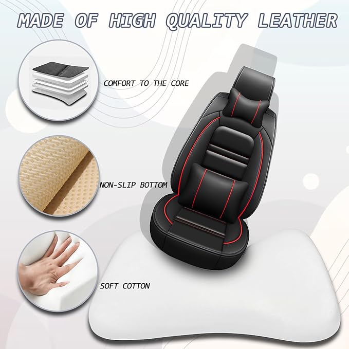 Car Seat Covers for Lexus Car rx350 2007-2024 | 5-Seats Seat Covers, Waterproof Seat Protectors, Automotive Seat Covers (Full Set with Pillow,Black&Red Line)