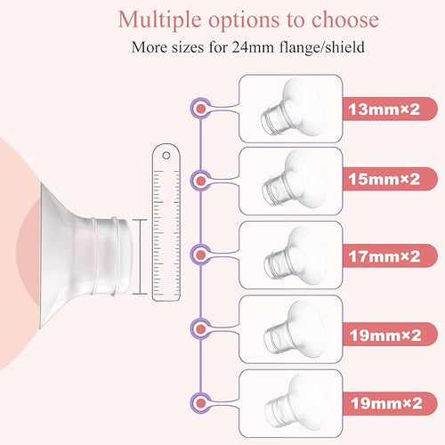2pcs Flange Inserts 21mm for 17mm-20mm Nipple Size,Fits for Momcozy S12 Pro/S9 Pro/M5,S9/S12/S19/S21/S23,Elvie,Willow,lansinoh,Medela,Spectra,TSRETE,kmaier,MomMed Breastpump 24mm Flange,Down to 21mm