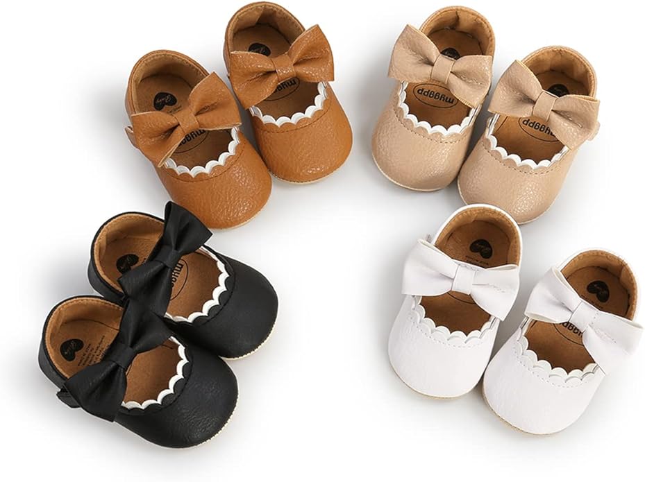COSANKIM Baby Girls Mary Jane Flats Shoes Anti-Slip Rubber Sole Infant Toddler Princess Wedding Dress Shoes