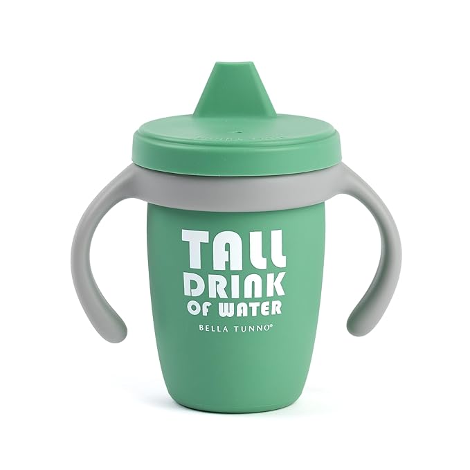 Bella Tunno Sippy Cup, Silicone Training Cup with Transition Handles for Infants, Toddlers & Kids, Babies 6-12 Months & Toddlers 1-3 Years, Boys & Girls, Tall Drink of Water, 8 oz
