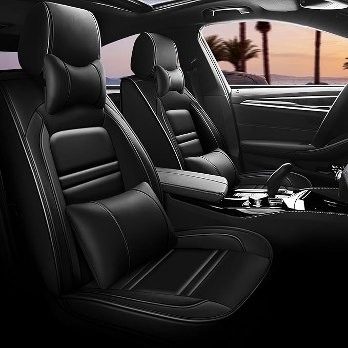 Car Seat Covers for Dodge ram 2500 2004-2011 | 5-Seats Seat Covers, Waterproof Seat Protectors, Automotive Seat Covers (Full Set with Pillow,Black)