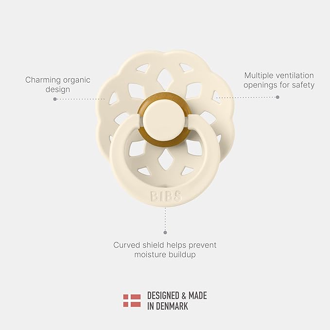 BIBS Boheme Soother 4-Pack | BPA Free Dummy Pacifier | Round Nipple | Natural Rubber Latex | Made in Denmark | Size 0-6 Months | Blossom Mix