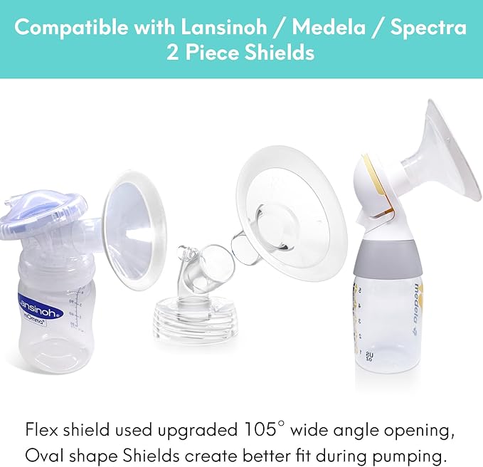 Replace Flanges 2-Pack of 19mm Breast Shields Compatible with Lansinoh, Medela, Spectra Breast Pumps, Pump Parts for Medela Breast Shields Personalfit Flex, Lansinoh Flange Accessories, Spectra Flange