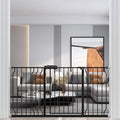 WAOWAO Baby Gate 62.19-66.92" Extra Wide Pressure Mounted Walk Through Swing Auto Close Safety Black Metal Toddler Kids Child Dog Pet Puppy for Stairs,Doorways,Kitchen