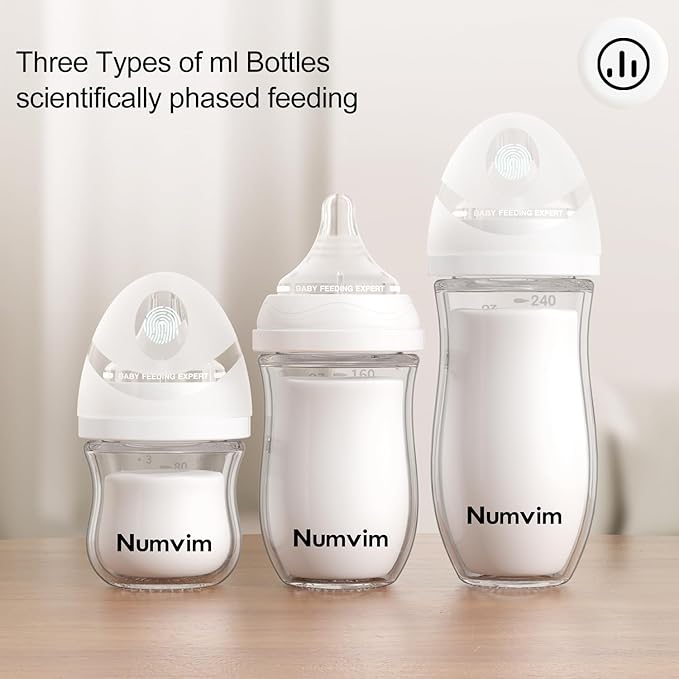 Natural Glass Baby Bottles Gentle & Extra Slow Flow, Newborn Breastfeeding Bottle with Anti Colic Nipple for 0 Months Babies, 3 Packs (White (5 Ounce), 1 Count (Pack of 3))