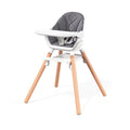 Baby High Chair, Highchair for Baby & Toddler, Easy Clean Infant Highchair, 6 in 1 Feeding High Chair with Removable Double Tray and Waterproof PU Cushion, Wooden Legs, Grey