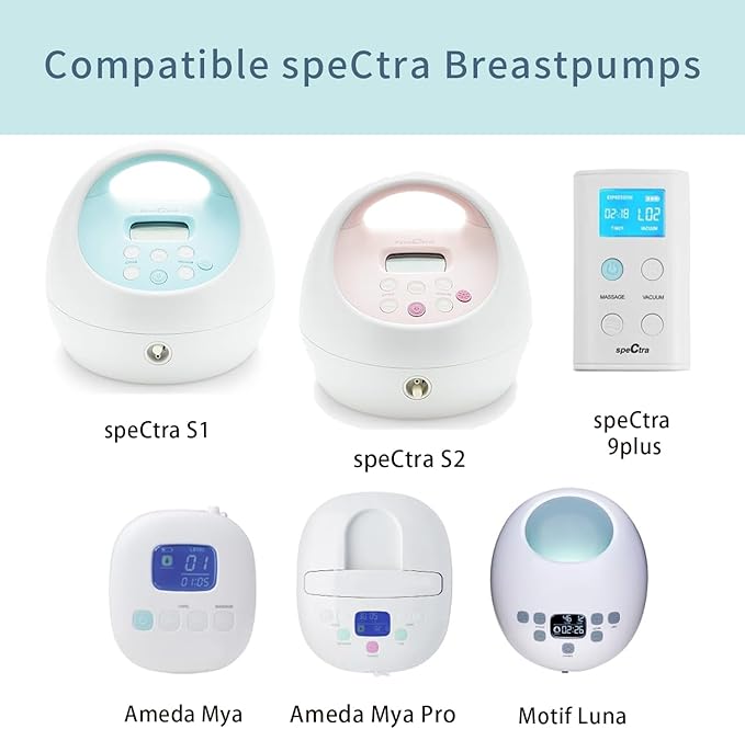 Pump Parts Compatible with Spectra S1/S2/9 Plus, Not Original Accessories, Full Set Replacements Include 30mm Flange, Duckbill Valve, Backflow Protector, Tubing and Bottle
