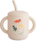 mushie 100% Silicone Training Cup & Straw for Toddlers | 6 Months+ (Dinosaurs)