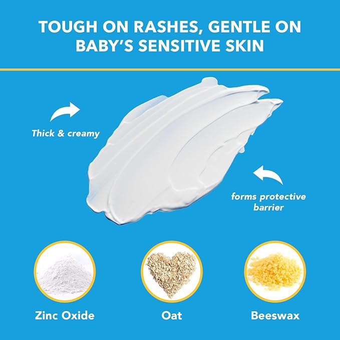 Triple Paste Diaper Rash Cream for Baby - 8 Oz Tub – Zinc Oxide Ointment Treats, Soothes and Prevents Diaper Rash - Pediatrician-Recommended Hypoallergenic Formula for Daily & Overnight Protection