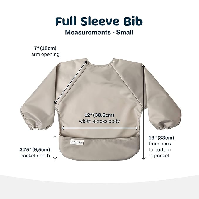 Tiny Twinkle Long Sleeve Bib for Babies & Toddlers – 2 Pack Waterproof Smock Bibs for Eating – Machine Washable & Mess-Proof, Baby Feeding Essential & Shower Must-Have (Toile,Bows, 6-24M)