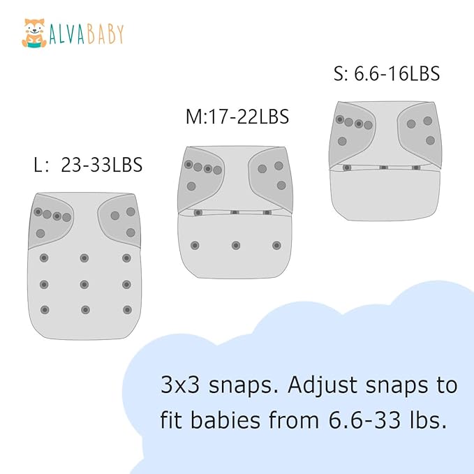 ALVABABY 6 Pack Cloth Diaper with 12 Inserts One Size Adjustable Washable Reusable Diaper Cover for Baby Girls Boys 6DM62-AU