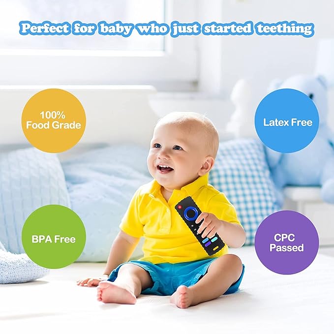 2-Pack Baby Teething Toys-TV Remote Control Shape Silicone Infants Teething Toys for Babies 0-18 Months,BPA-Free (N-Black+Black)