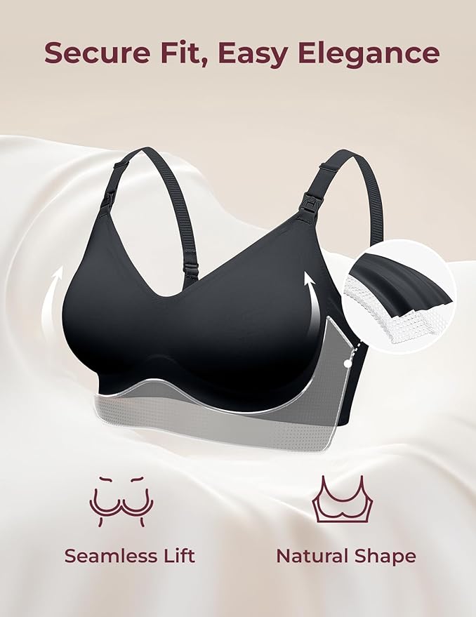 Momcozy Nursing Bras for Breastfeeding, YN21 Seamless Ultra Comfort Maternity Bra, Natural Shape, Pregnancy Sleep Bralette