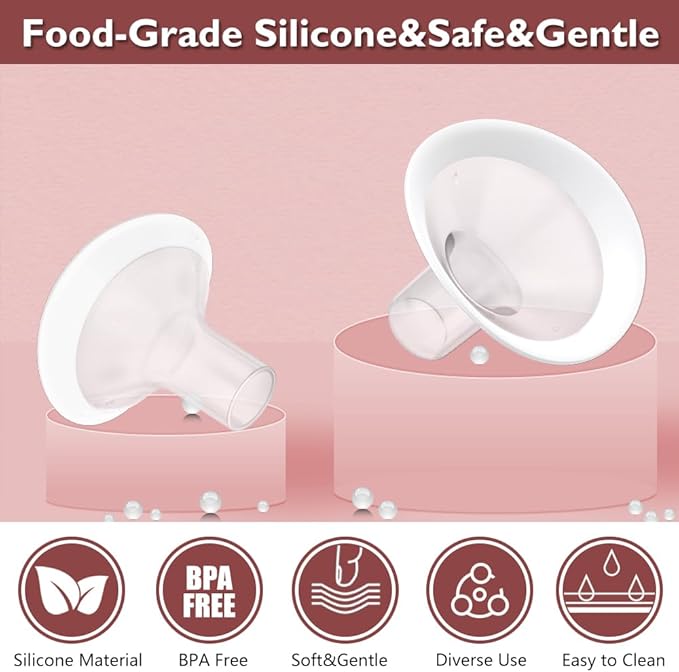 2pcs 18mm Soft Rim Flanges with 106 Degree Wider Opening Angle for Medela Breast Pump, PersonalFit, Freestyle, Maxflow, Freestyle Flex Swing Maxi Connector,Lansinoh Signature Pro