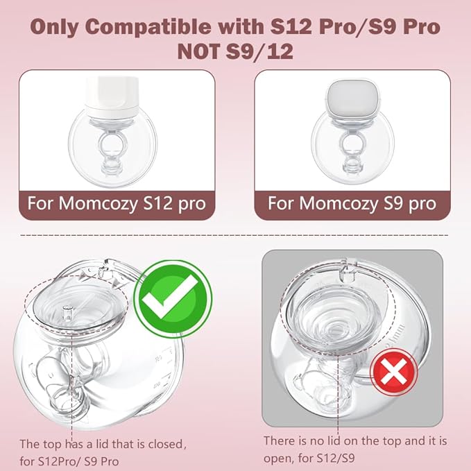 One Full Set Milk Collector Cup 21mm Only Compatible with Momcozy S12 Pro/S9 Pro Breast Pump NOT for S9/S12, S12 Pro/S9 Pro Wearable Breast Pump Replacement Parts with 21mm Flange