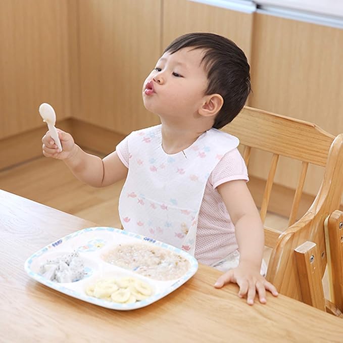Baby and Infant Disposable Travel Bibs - Soft, Leakproof, for Toddlers Babies, Feeding, Traveling, (60PCS) Fish