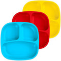 Re-Play Toddler Plates with Dividers - Deep-Walled 3 Compartments Divided Plates for Kids - Dishwasher & Microwave Safe - Made in USA - Set of 3-7.37" x 7.37" x 1.25" - Preschool