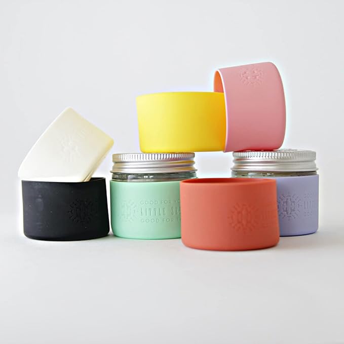 Little Seed Farm Protective Silicone Sleeves for Jars - 2-Pack - Terracotta Red