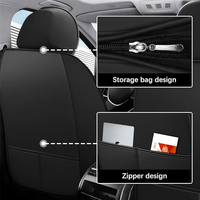Leather Seat Cover for Ford Edge 2010-2026,Waterproof Soft Seat Covers,Interior Accessories Seat Covers Cushion Vehicle Protector Airbag Compatible(Classic Black,2PCS Front)