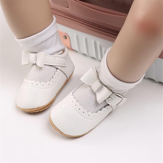 COSANKIM Baby Girls Mary Jane Flats Shoes Anti-Slip Rubber Sole Infant Toddler Princess Wedding Dress Shoes