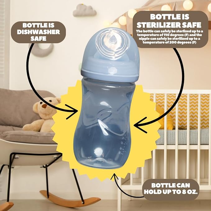 Coffee Themed Coozies for Baby Bottles - Funny Gift for New Parents & Baby Showers - (2 Premium Designed Neoprene Coozies + BPA/Lead/Phthalate Free Bottle Included) (Design 2)