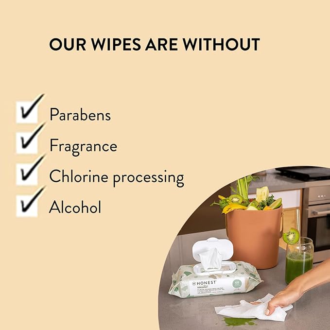 The Honest Company Clean Conscious Unscented Wipes Over 99% Water Compostable Plant-Based Baby Wipes Hypoallergenic for Sensitive Baby Skin EWG Verified Geo Mood 648 Count