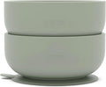 Lalo Suction Bowls - 2 Pack, 100% Silicone Non-Toxic BPA-Free Baby Bowls with Suction Base To Prevent Accidental Tip-Overs - Silicone Bowls For Babies And Toddlers - Sage