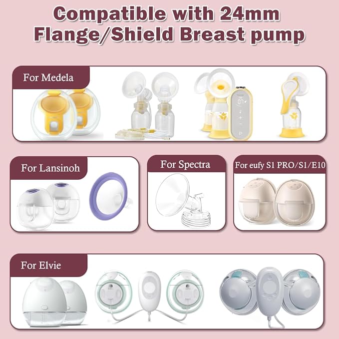 Flange Insert 19mm 6pcs Compatible with Momcozy M5/M9/M6/S12 Pro/V1 Pro/V2 Pro,for Spectra/Medela/MomMed/eufy/Lansinoh/Elvie Breast Pump, Fit for 24mm Flange/Shield of Most Pumps, Breastfeeding Parts