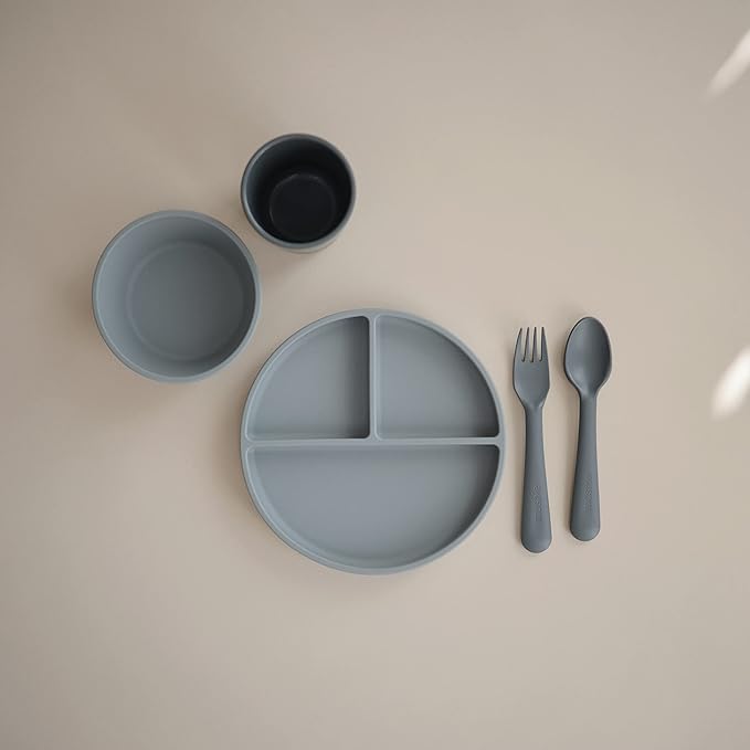 mushie Silicone Suction Plate | BPA-Free Non-Slip Design (Stone)