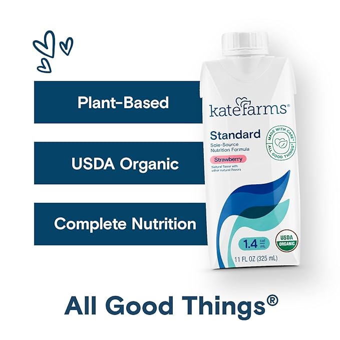 KATE FARMS Organic 1.4 High Calorie Nutrition Shake, Strawberry, 20g Protein, 27 Vitamins and Minerals, Meal Replacement, 11 oz (6 Pack)
