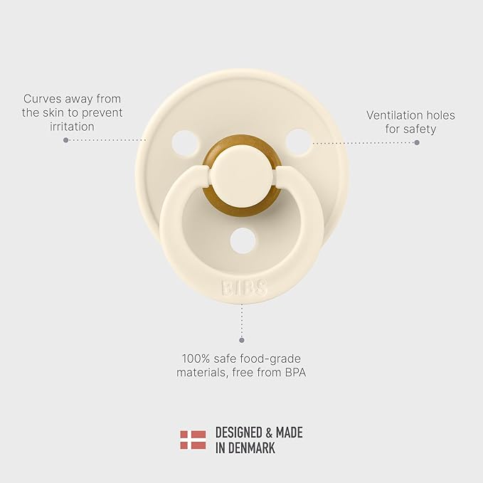 BIBS Pacifiers Colour Collection | Natural Rubber Baby Pacifier | Set of 2 BPA-Free Soothers | Made in Denmark | 6+ Months (Pack of 2) | Blossom/Haze