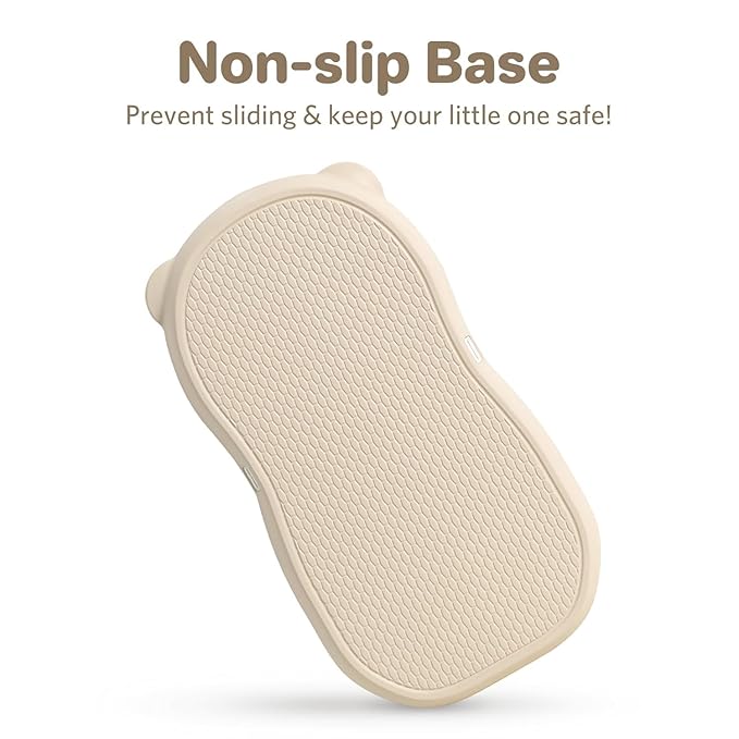 Waterproof Baby Diaper Changing Pad EVA Foam Wipeable Teddy Bear, Non-Slip Base Changer Pads Portable with Adjustable Safety Belt, Easy to Clean Change Mat Fits All Changing Station Table Dresser Bed