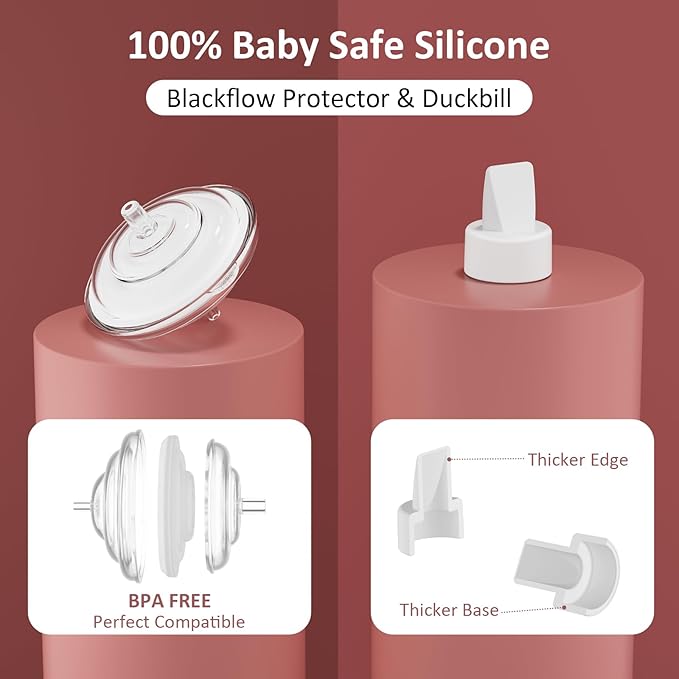 Pump Parts Compatible with Spectra S1/S2/9 Plus Breastpump, 4 Set Replacement Parts for Spectra Include 17mm Flange,Duckbill Valve,Backflow Protector,Tube,Bottle, Not Original Accessories