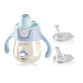 POTATO Sippy Cups For Toddlers with Straw Spill Proof, PPSU Learner Cup with Handle for Boy, Water Bottle for Baby 6 Months with 2 Type of Spout, 6 Ounce Blue