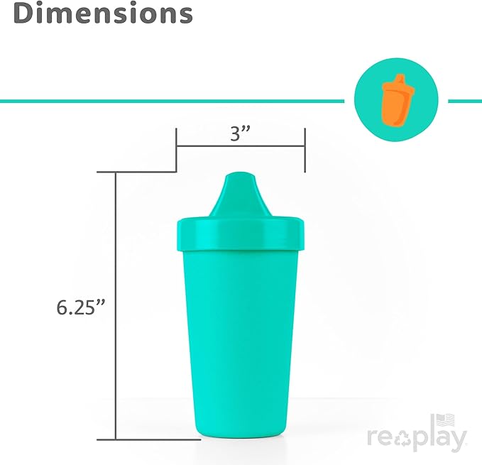 Re-Play Made in USA 10 Oz. Sippy Cups for Toddlers, Pack of 4 - Reusable Spill Proof Cups for Kids, Dishwasher/Microwave Safe - Hard Spout Sippy Cups for Toddlers 3.13" x 6.25", Fresh