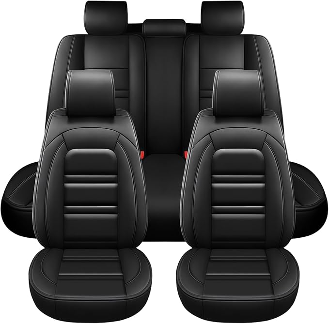 Seat Covers for gmc Acadia 2016-2025 | 5-Seats Leather Seat Covers, Easy to Install Automotive Seat Covers Full Set (Full Set, Black)