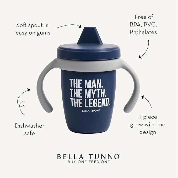 Bella Tunno Sippy Cup, Set of 2 Silicone Training Cups with Transition Handles for Infants, Toddlers & Kids, Babies 6-12 Months & Toddlers 1-3 Years, Boys & Girls, I'll Drink to That & Dropped it