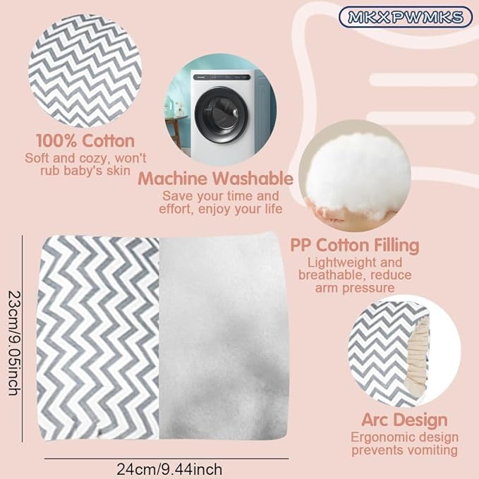Cozy Cradle Pillow, Cozy Cradle Arm Pillow, Baby Nursing Pillow Head Support Pillow for Breastfeeding Bottle Feeding (Light Grey Crown)