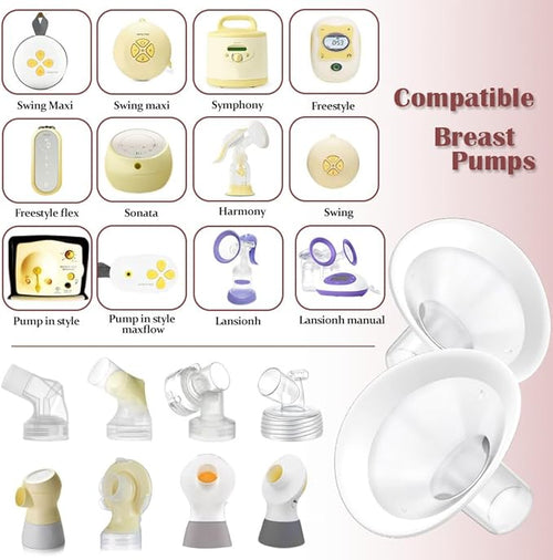 2pcs 21mm Soft Rim Flanges with 106 Degree Wider Opening Angle for Medela Breast Pump, PersonalFit, Freestyle, Maxflow, Freestyle Flex Swing Maxi Connector, Lansinoh Signature Pro