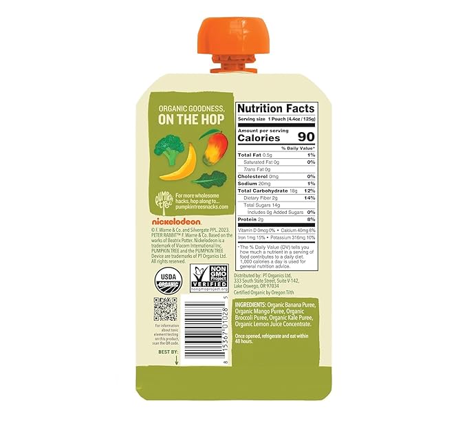 Peter Rabbit Organics Fruit & Vegetable Variety Pack - Squeezable Snack Pouches, 4 oz. (Pack of 36)