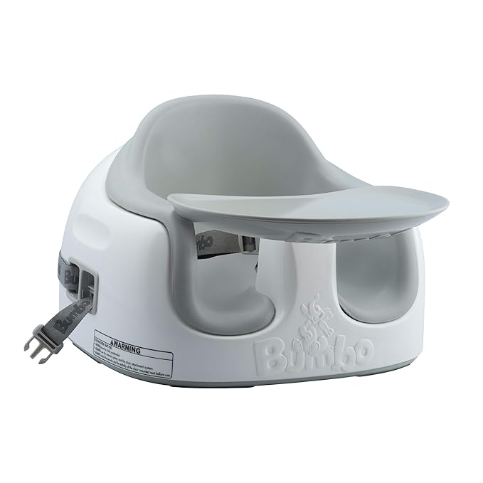 Bumbo 3-in-1 Multi-Seat for 6 to 36 Months, Travel Baby Feeding & Play Floor Seat, All-in-One Portable Booster with Tray & Toddler High Chair, Cool Grey