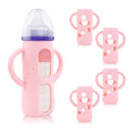 ZCH 4-Pack Silicone Sleeves with Handles for Lansinoh Glass Bottles, BPA-Free Drop-Resistant Baby Bottle Sleeves with Handles, Compatible with Lansinoh Anti-Colic Glass Baby Bottles (8 oz)
