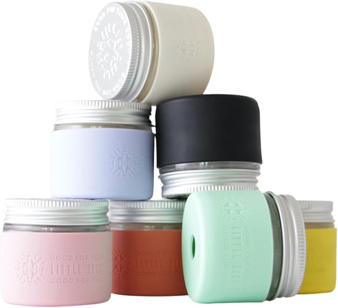 Little Seed Farm Protective Silicone Sleeves for Jars - 2-Pack - Black