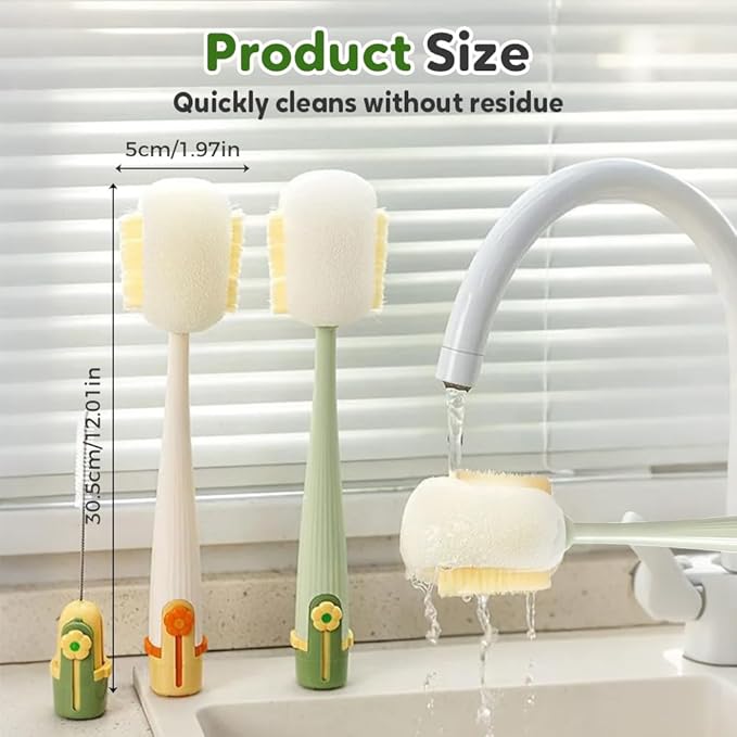 5 in 1 Bottle Cleaning Brush, Multifunctional Water Bottles Cleaner Brushs Portable Bottle and Lid Cleaning Brush Tool, Straw Cleaner Brushs for Baby Bottles Tumblers Glass Cups (1, White)