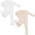 HAPIU Rayon from Bamboo Baby Footed Pajamas, 2 Way Zipper YKK, Footie for Baby Boy Girls, Newborn-24 Months