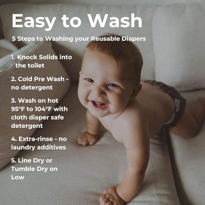 Nora's Nursery Cloth Diapers 7 Pack with 7 Inserts & 1 Wet Bag - Waterproof Cover, Washable, Reusable & One Size Adjustable Pocket Diapers for Newborns and Toddlers - Black Tie