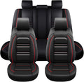 Seat Covers for Nissan Car Maxima 1999-2023 | 5-Seats Leather Seat Covers, Easy to Install Automotive Seat Covers Full Set (Full Set, Black&Red Line)