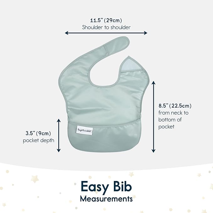 Tiny Twinkle Mess Proof Baby Bibs for Eating – Waterproof, Wipeable Toddler Bibs with Pocket – Baby Food Bibs for Girls & Boys(5 Pack,Unisex Solids)