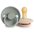 FRIGG Rope Natural Rubber Baby Pacifier | Made in Denmark | BPA-Free (Sage/Croissant, 6-18 Months)
