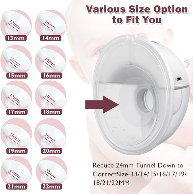 Flange Insert 13mm 6pcs Compatible with Momcozy M5/M9/M6/S12 Pro/V1 Pro/V2 Pro,for Spectra/Medela/MomMed/eufy/Lansinoh/Elvie Breast Pump, Fit for 24mm Flange/Shield of Most Pumps (6PC-13mm)